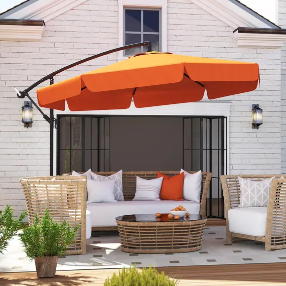 Buy 2.7m Garden Cantilever Banana Parasol - Orange, 8 image