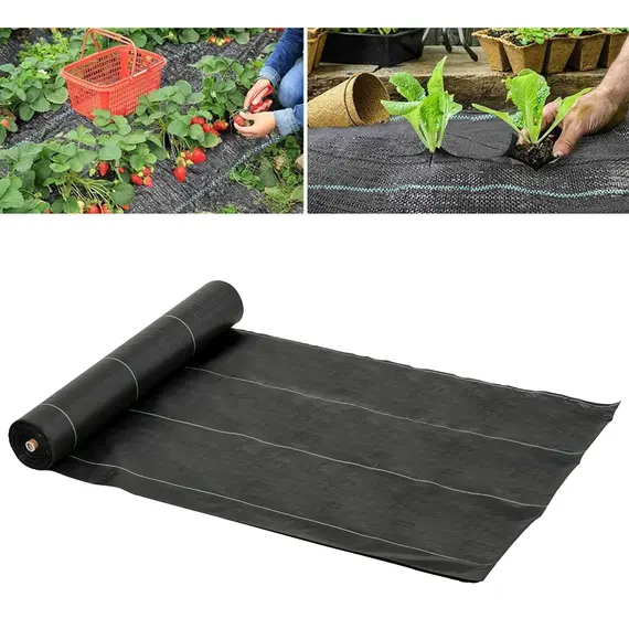 Buy 2m x 50m Weed Control Membrane, Heavy Duty Weed Control Barrier Fabric, 90gsm Ground Cover for Patios, Garden, Flower beds, Landscaping, 2 image
