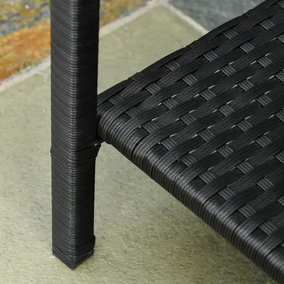 Buy 2-Seater PE Rattan Side Table & Armchair Bistro Set Jack and Jill Seat w/ Pillows Black, 9 image
