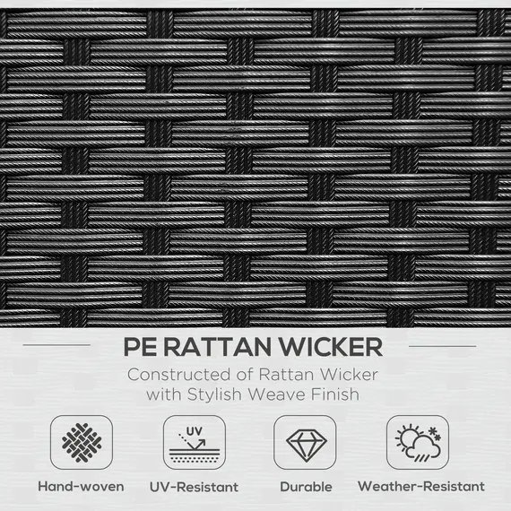 Buy 2-Seater Rattan Chair Set W/Middle Tea Table-Black, 4 image