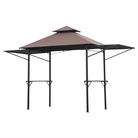 Buy 2.4 x 1.5 m (8' x 5') Grill Gazebo Canopy with Extendable Side Awnings, Outdoor BBQ Gazebo Shelter with 2 Side Shelves for Garden, Patio, Barbecue, Picnic, Coffee