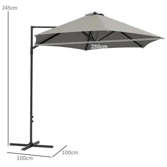Buy 2.5m Rotating Cantilever Parasol - Light Grey, 3 image