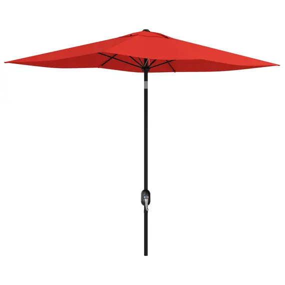 Buy 2 x 3(m) Garden Parasol Umbrella, Rectangular Outdoor Market Umbrella Sun Shade with Crank & Push Button Tilt, 6 Ribs, Aluminium Pole, Wine Red