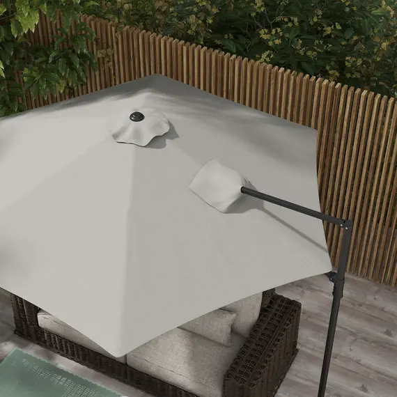Buy 2.5m Rotating Cantilever Parasol - Light Grey, 7 image