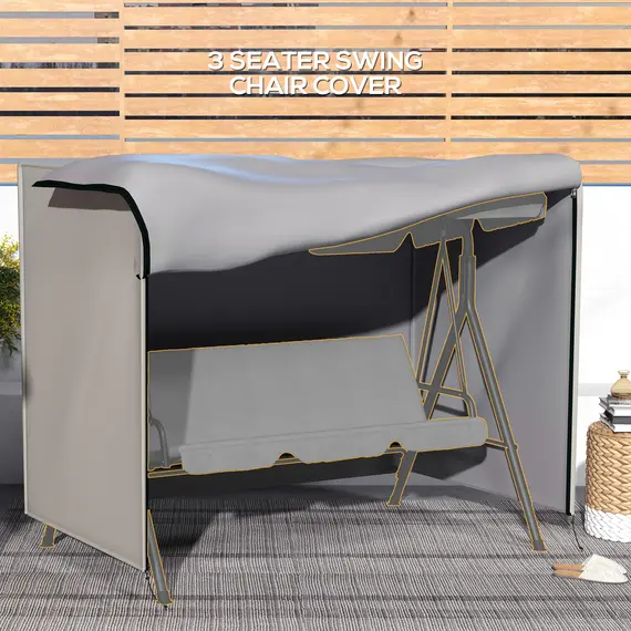 Buy 205 x 124cm Three-Seater Swing Chair Protective Cover Grey, 5 image