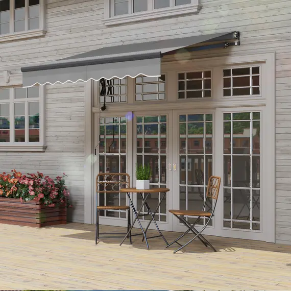 Buy 2.5 x 2m Electric Awning with Remote Controller, Aluminium Frame DIY Retractable Awning, UV30+ Sun Shade Canopy for Garden Patio Deck Door Window, Dark Grey, 8 image