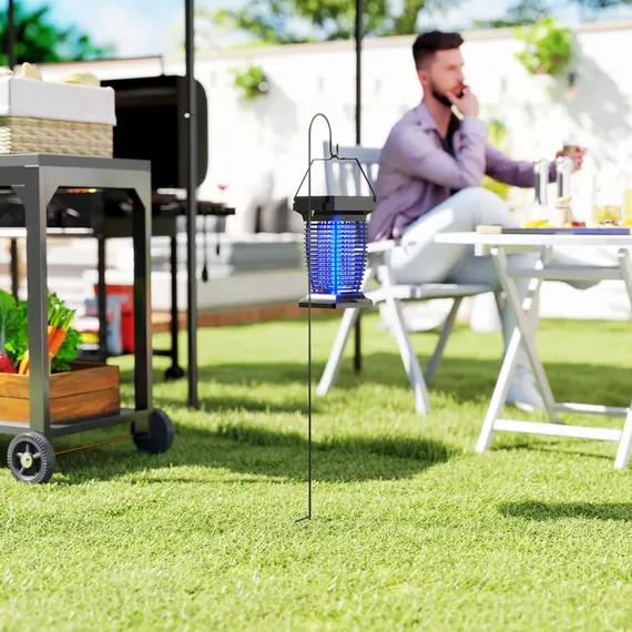 Buy 2-in-1 Electric Fly Zapper with UVA Light, Hanging Garden Lantern, Solar and USB-DC Rechargeable Insect Mosquito Bug Zapper, Fly Killer for Indoor and Outdoor Use, Black, 7 image