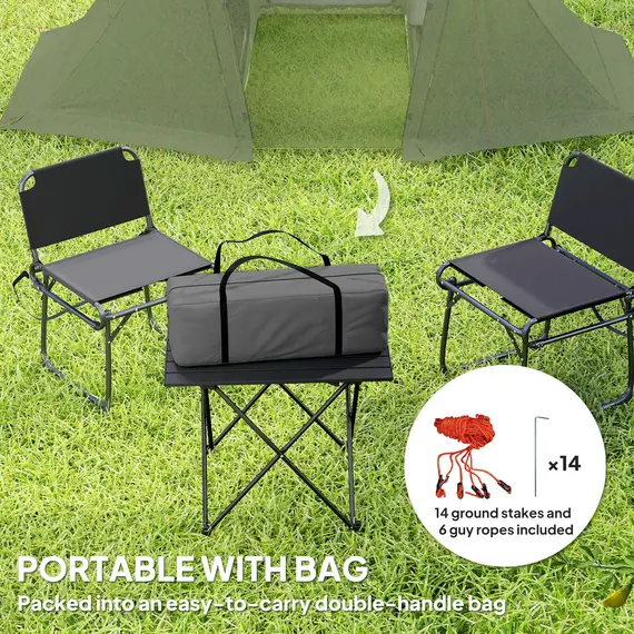 Buy 3 Man Camping Tent with Living Area and 2 Bedrooms, 3000mm Waterproof Family Tent with Sewn-in Groundsheet, Portable with Bag for Hiking, Festival, Backpacking, Drak Grey, 7 image