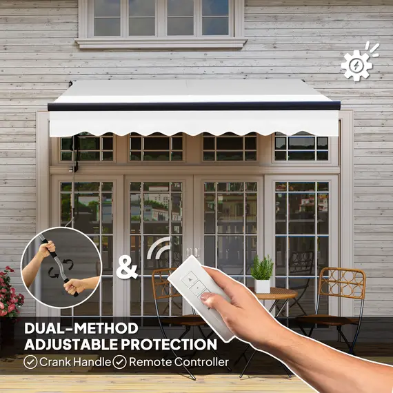 Buy 2.5 x 2m Electric Awning with Remote Controller, Aluminium Frame DIY Retractable Awning, UV30+ Sun Shade Canopy for Garden Patio Deck Door Window, Light Grey, 4 image