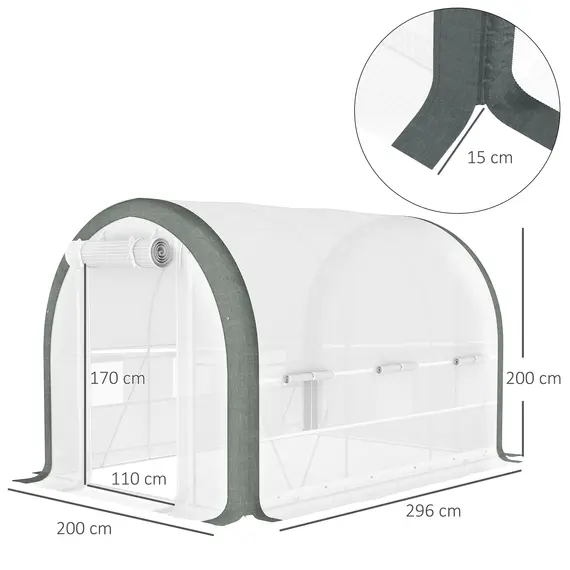 Buy 3 x 2(m) Walk-In Tunnel Greenhouse, with Accessories - White, 3 image