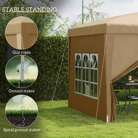 Buy 3 x 3(m) Pop Up Gazebo - Khaki, 6 image
