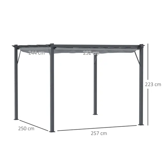 Buy 3 x 3 m Aluminum Gazebo, with Retractable Roof - Grey, 3 image