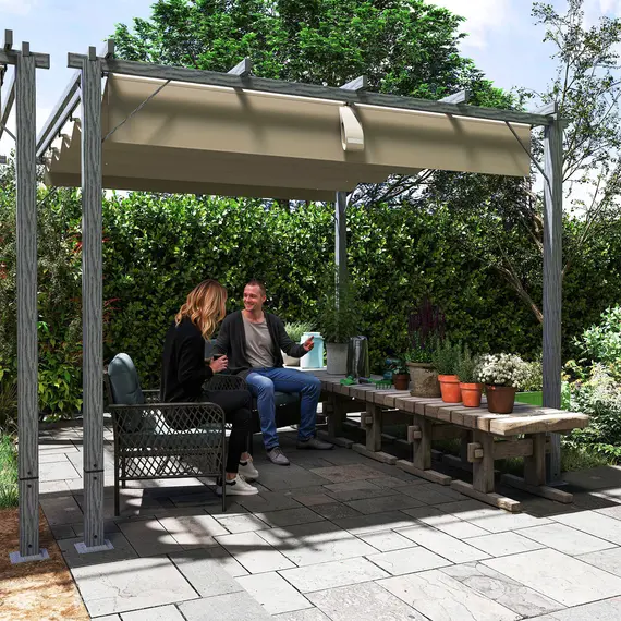 Buy 3 x 3 m Retractable Roof Pergola - Grey, 7 image
