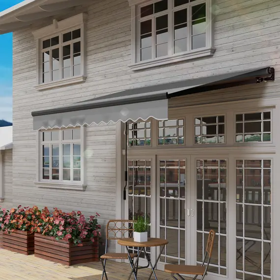 Buy 3 x 2.5m Electric Awning with LED Light and Remote Controller, Aluminium Frame DIY Retractable Awning, UV50+ Sun Shade Canopy for Garden Patio Deck Door Window, Dark Grey, 9 image