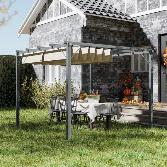 Buy 3 x 3 m Retractable Roof Pergola - Grey, 2 image
