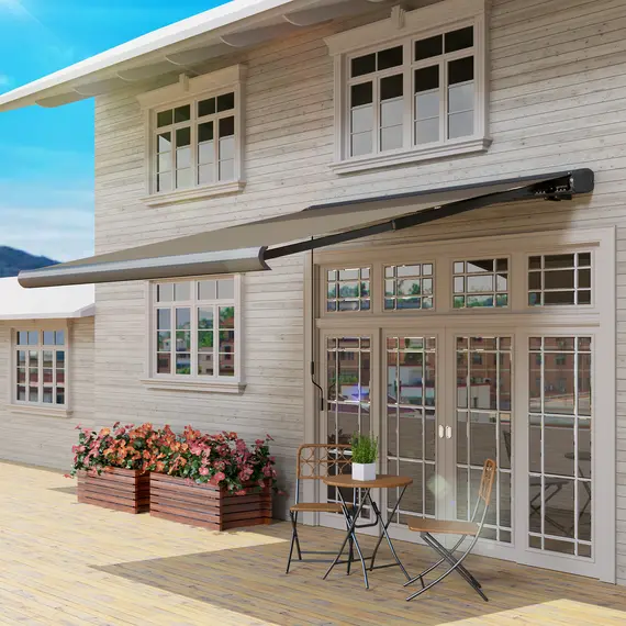 Buy 3 x 2.5 m Electric Awning with Remote Controller, Aluminium Frame DIY Retractable Awning, UV50+ Sun Shade Canopy for Garden Patio Deck Door Window, Light Grey, 9 image