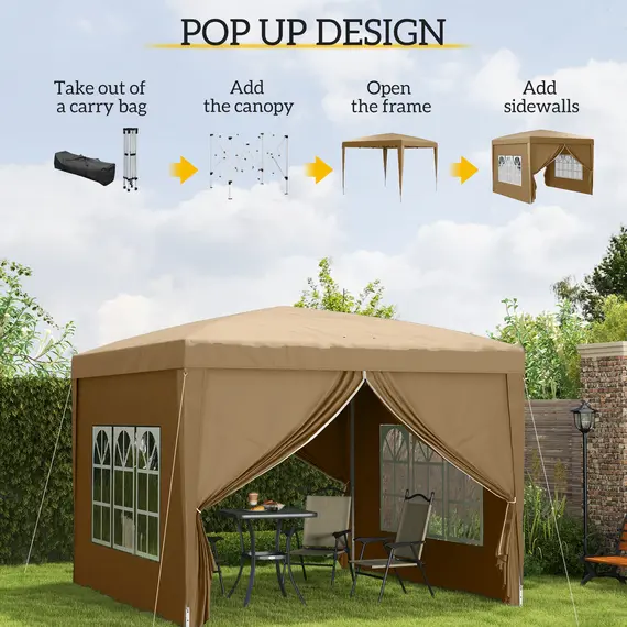 Buy 3 x 3(m) Pop Up Gazebo - Khaki, 4 image