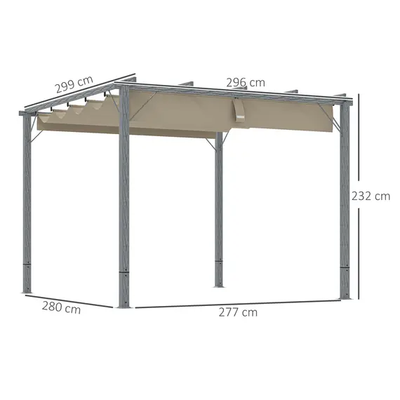 Buy 3 x 3 m Retractable Roof Pergola - Grey, 3 image