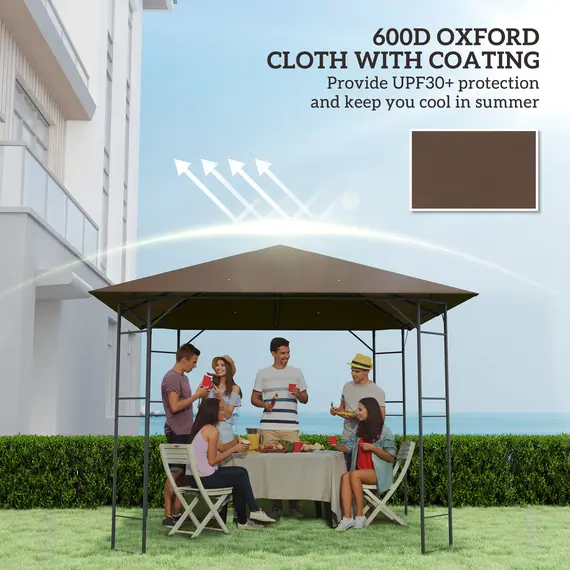 Buy 3 x 3(m) Gazebo Canopy Replacement Cover, Garden Gazebo Roof Replacement with Drain Holes, Water-resistant Plastic Coating, 370g/ãŽ¡, UPF30+, TOP COVER ONLY, Brown, 6 image