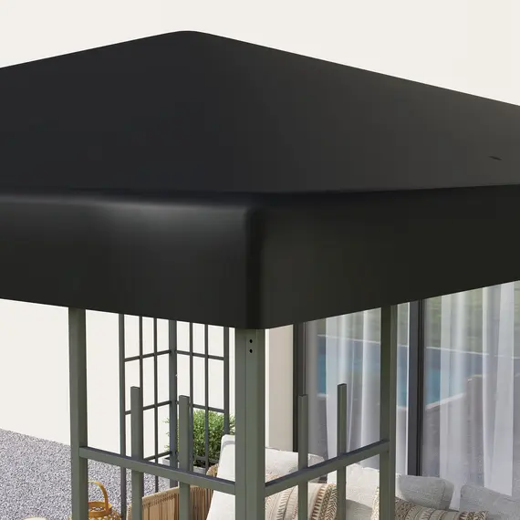 Buy 3 x 3(m) Gazebo Frame Replacement - Black, 9 image