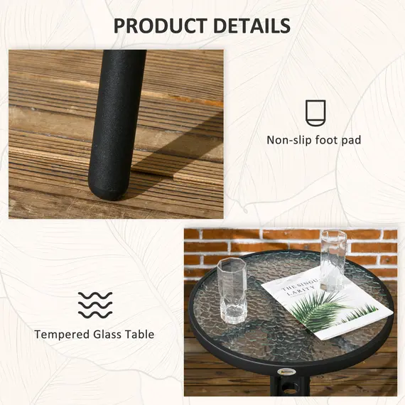 Buy 3 Pieces Rattan Bistro Set - Black, 7 image