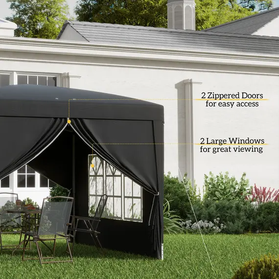Buy 3 x 3(m) Pop Up Gazebo, Water and UV Resistant Party Tent Camping Canopy Marquee with  Carry Bag, Black, 7 image