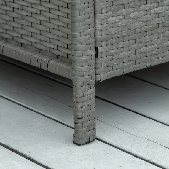 Buy 3 Pieces Rattan Bistro Set, Wicker Garden Furniture Set, Glass Top 2-tier Coffee Table and Chairs Set with Pillows and Washable Cushions for Outdoor, Patio, Balcony, Light Grey, 9 image