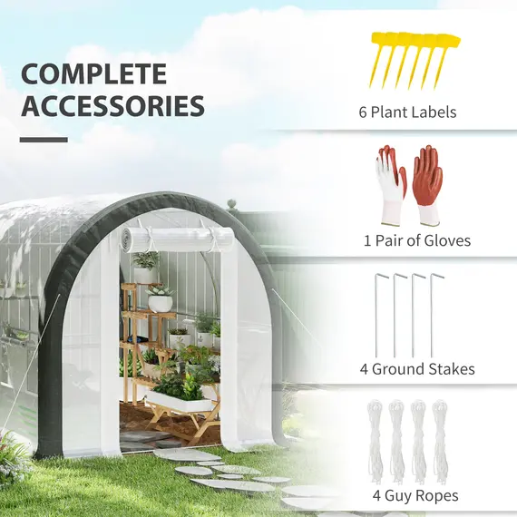 Buy 3 x 2(m) Walk-In Tunnel Greenhouse, with Accessories - White, 8 image