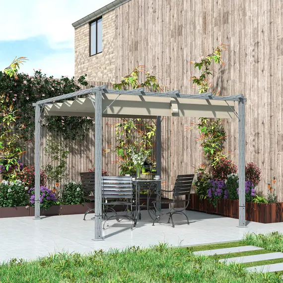 Buy 3 x 3 m Retractable Roof Pergola - Grey, 8 image