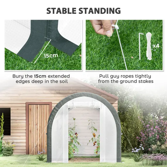 Buy 3 x 2(m) Walk-In Tunnel Greenhouse, with Accessories - White, 7 image