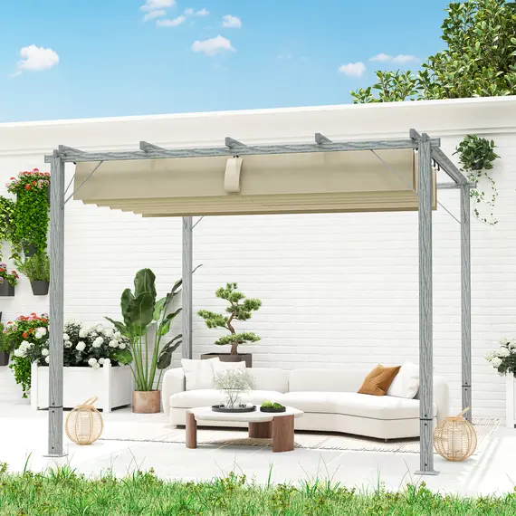 Buy 3 x 3 m Retractable Roof Pergola - Grey, 9 image