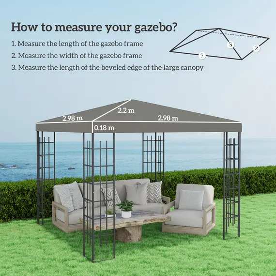 Buy 3 x 3(m) Gazebo Frame Replacement - Grey, 3 image