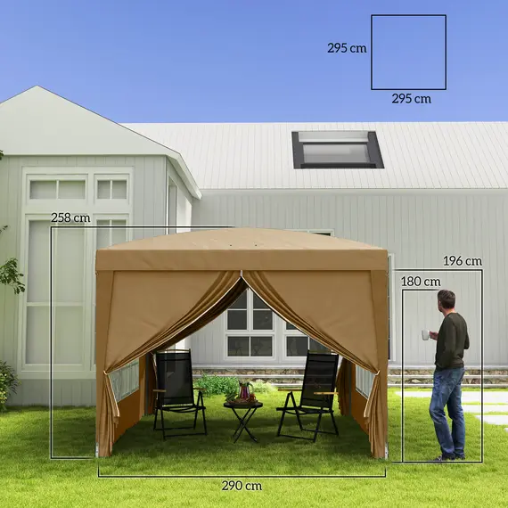 Buy 3 x 3(m) Pop Up Gazebo - Khaki, 3 image
