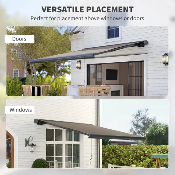 Buy 3 x 2.5 m Electric Awning with Remote Controller, Aluminium Frame DIY Retractable Awning, UV50+ Sun Shade Canopy for Garden Patio Deck Door Window, Light Grey, 6 image