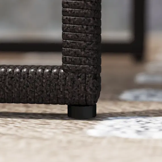 Buy 3 Pieces Rattan Bistro Set with 4 Cushions, Wicker Garden Furniture Set, Glass Top Coffee Table and Chairs for Outdoor Patio, Balcony, Terrace and Conservatory, Brown, 8 image