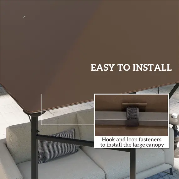 Buy 3 x 3(m) Gazebo Canopy Replacement Cover, Garden Gazebo Roof Replacement with Drain Holes, Water-resistant Plastic Coating, 370g/ãŽ¡, UPF30+, TOP COVER ONLY, Brown, 5 image