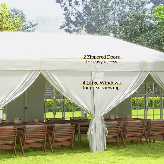Buy 3 x 6 m Garden Pop Up Gazebo, Wedding Party Tent Marquee, Water Resistant Awning Canopy with Sidewalls, Windows, Carry Bag, White, 7 image