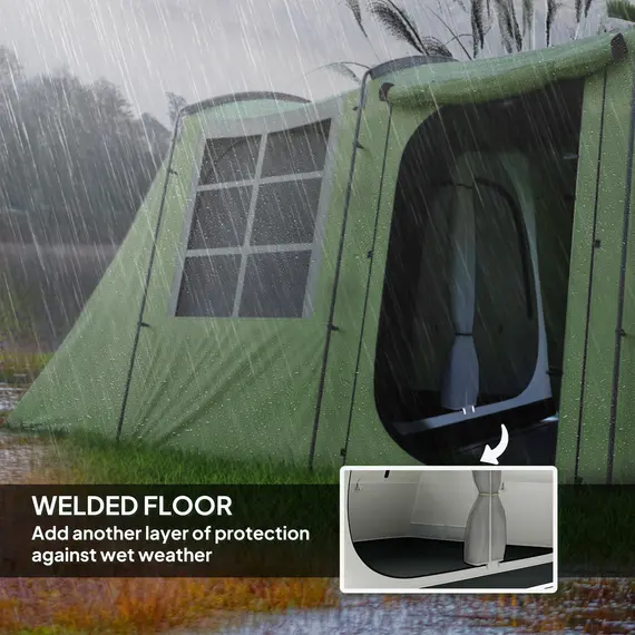 Buy 3-4 Man Tunnel Tent, Family Camping Tent with Porch, Bedroom and Living Area, Sewn in Groundsheet, 3000mm Waterproof, Portable with Bag for Hiking, Festival, Backpacking, Green, 6 image