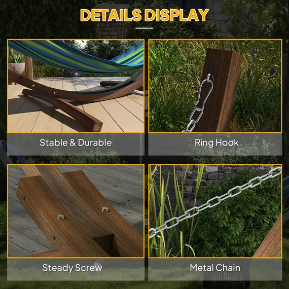 Buy 3.25m Wooden Hammock Stand Universal Fit Garden Picnic Camp Accessories, Brown, 5 image