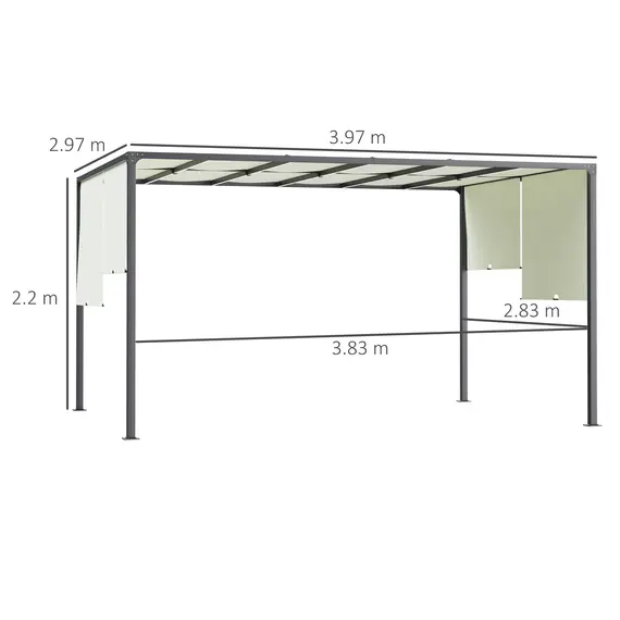Buy 3 x 4m Outdoor Garden Pergola - Cream White, 3 image