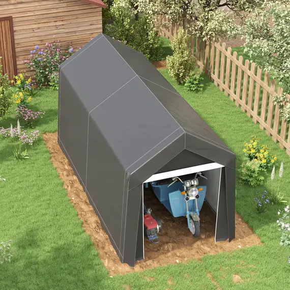 Buy 3.6 x 2.1m Portable Outdoor Shed, with Window - Dark Grey, 9 image