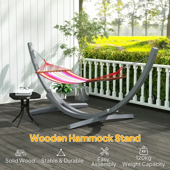 Buy 3.25m Wooden Hammock Stand Universal Fit Garden Picnic Camp Accessories, Grey, 4 image