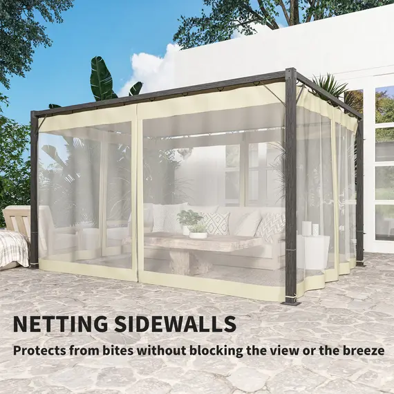 Buy 3 x 4m Aluminium Frame Pergola, with Retractable Roof - Khaki, 5 image