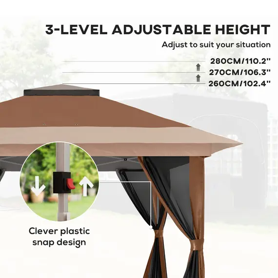 Buy 3.6 x 3.6m Pop-Up Gazebo, with Accessories - Brown, 5 image