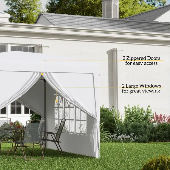 Buy 3 x 3m Pop Up Gazebo, Wedding Party Canopy Tent Marquee with Carry Bag and Windows, White, 7 image