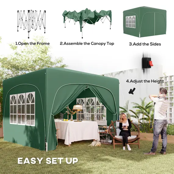 Buy 3 x 3m Pop-Up Gazebo Shelter, with Accessories - Dark Green, 4 image