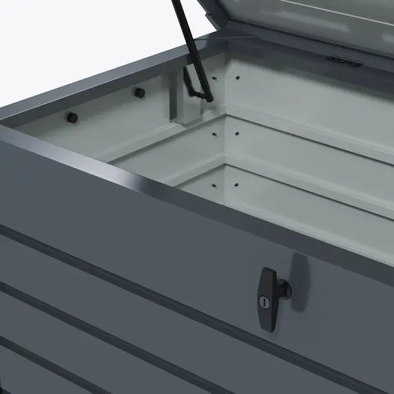 Buy 311L Galvanised Steel Garden Storage Box, with Lock - Dark Grey, 8 image