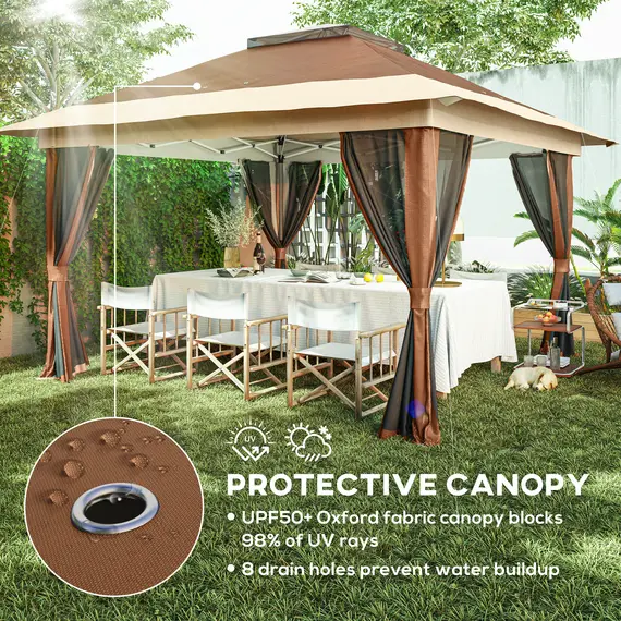 Buy 3.6 x 3.6m Pop-Up Gazebo, with Accessories - Brown, 6 image