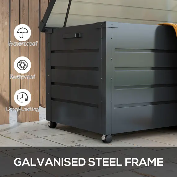 Buy 311L Galvanised Steel Garden Storage Box, with Lock - Dark Grey, 5 image