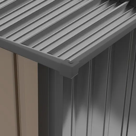 Buy 3.3 x 3.4ft Lean To Steel Garden Shed, with Locking Door - Brown/Grey, 8 image